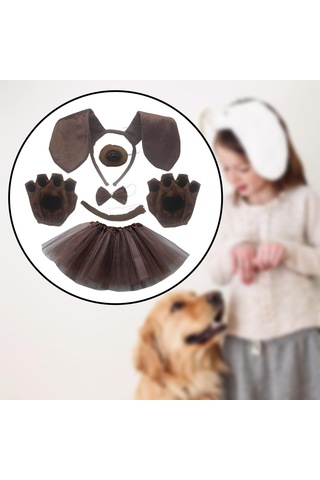 Suntek Köpek Kulakları Kafa Bandı Ve Elbiseli-kahverengi