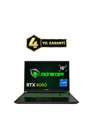 Monster Tulpar T6 V3.1.5 i7-13700HX 32 GB 1 TB SSD 8 GB RTX4060 16" W11H Dizüstü Bilgisayar