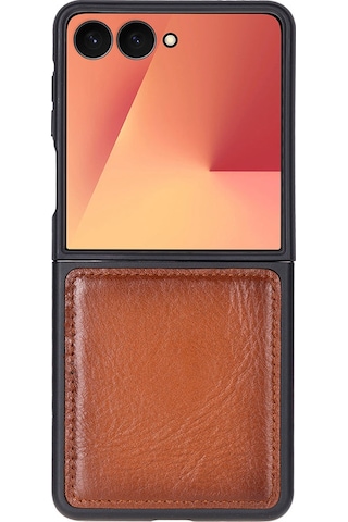 Bloomcase Flex Cool Tan Hakiki Deri Samsung Galaxy Uyumlu Z Flip 7 Kılıf 6.9"-4.1" Taba