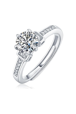 Bague Ringen 925 Gümüş Set 0.5ct-3ct18 Mozanit Sadece Aşk Serisi Kadın Basit Moda Ayarlanabilir Yüzük Nude Cargo 3ct