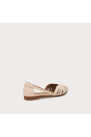 Vanilla Sandalet Kadın 03m4 Frau Leather Caged Ballet Flats Wıth Thın Straps Krem