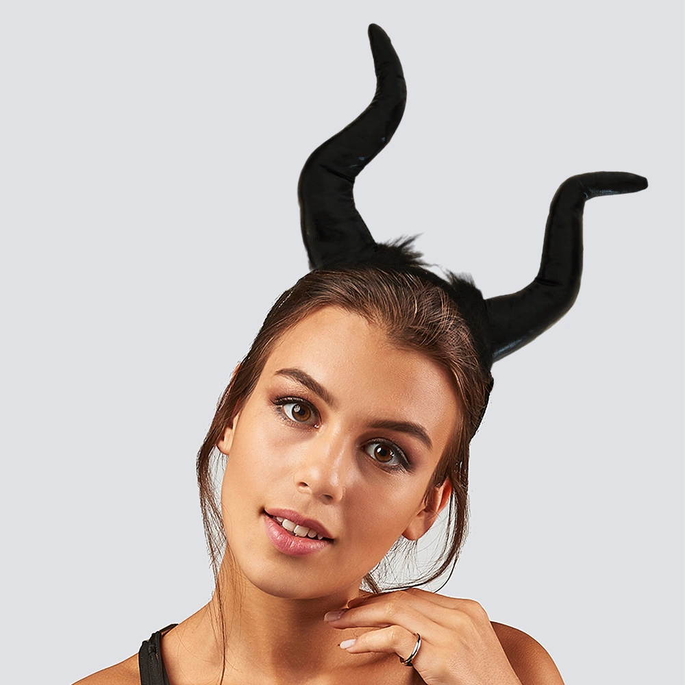Halloween Cadılar Bayramı Taç Malefiz Siyah Çift Boynu Parti Kostümü Maleficent Taç Diğer