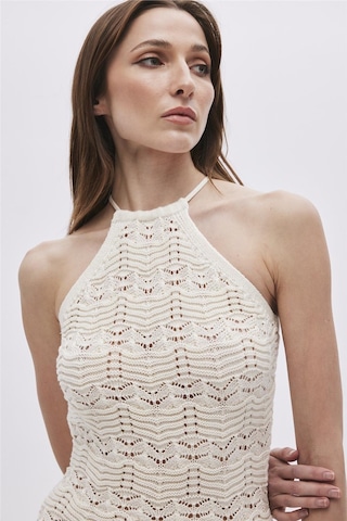 Sherin Ekru Halter Yaka Midi Triko Elbise-ekru