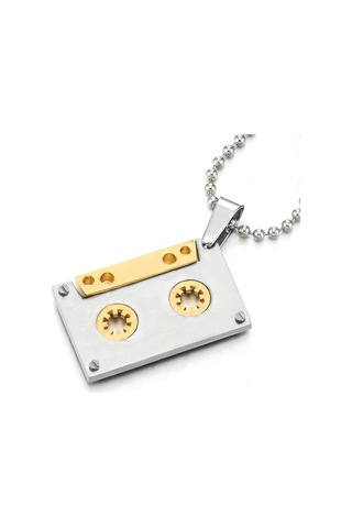 Kaset Kolye Gümüş Gold Paslanmaz Çelik 316l