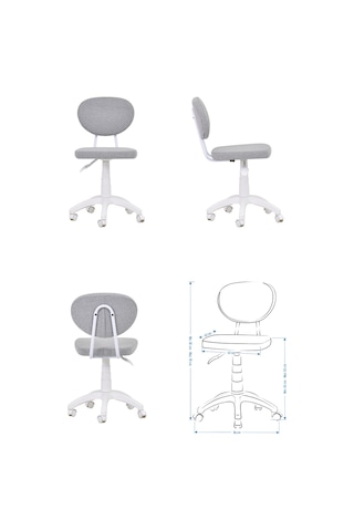Vilinze Biga Çalışma Ofis Masası Ve Deniz Çalışma Ofis Sandalyesi Set - 60x120 Cm Kırçıllı Gri