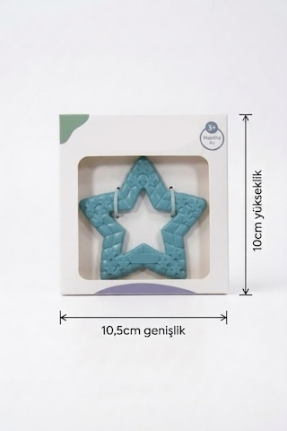Yıldız Şekilli Esnek Bpa İçermeyen Kabartılı Pastel Renkli Oyuncak Bebek Diş Kaşıyıcısı Turkuaz