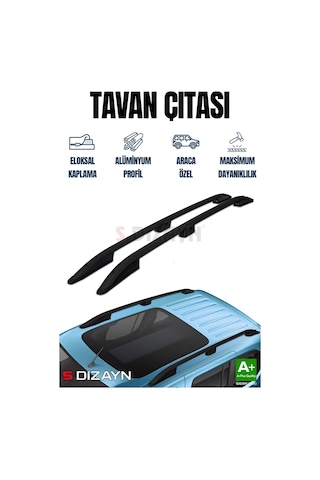 S-dizayn Peugeot Partner 3 Kısa Şase Aluminyum Siyah Tavan Çıtası 2019 Üzeri A+ Kalite