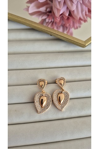 Vip Vintage Kararmaz Heart Küpe Altın