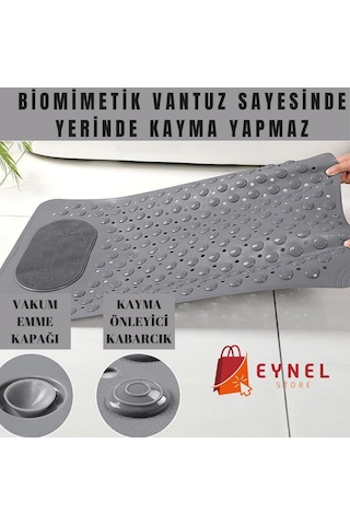 Vantuzlu Banyo Ve Duş Kaydırmazı Duşa Kabin Küvet İçi Vantuzlu Banyo Duş Paspası 35x69 Cm Gri Genel
