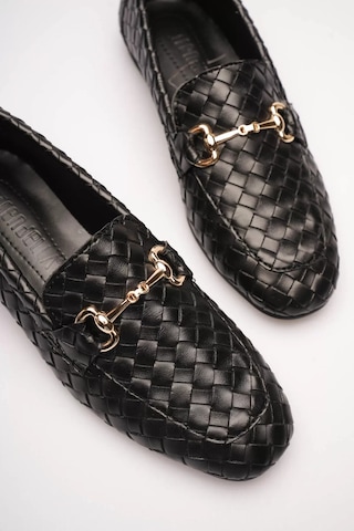 Roof Atelier Kadın Siyah Örgü Desenli Toka Detaylı Loafer Ayakkabı - Hanly