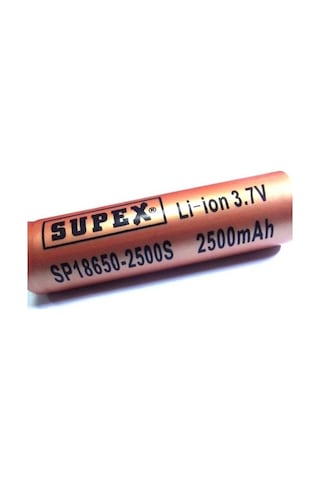 Supex SP18650-2500S 2500 mAh 3.7 V 18650 Başlı Li-Ion Şarj Edilebilir Pil