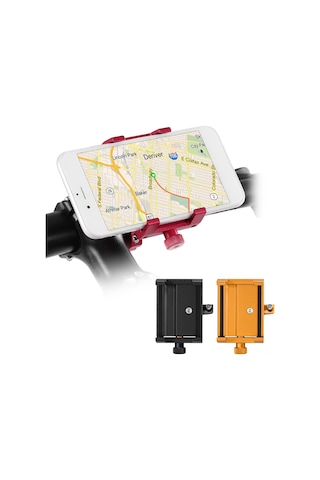 Gajeena Alüminyum Çelik Bisiklet Telefon Tutucu - 6.2-10cm Genişlik Ayarlanabilir, Sıkıca Tutma, Kolye Montajlı, Turuncu