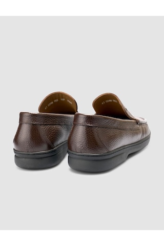 Cabani %100 Hakiki Deri Koyu Kahverengi Dikiş Detaylı Loafer Ayakkabı Koyu Kahverengi