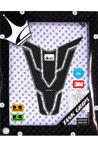 Kawasaki Z900 2025 İle Uyumlu Kaydırmaz 6d Karbon Ve Şeffaf 12 Parça Tank Pad Seti Gc72 KARBON