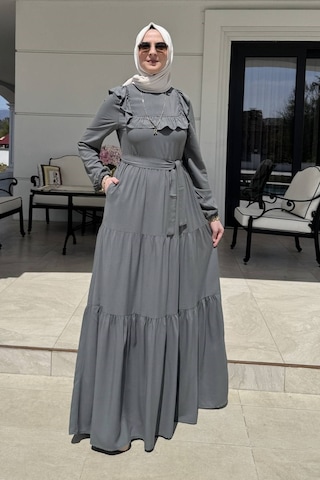 Rabia Şamlı Bade Elbise Küf Yeşili Normal