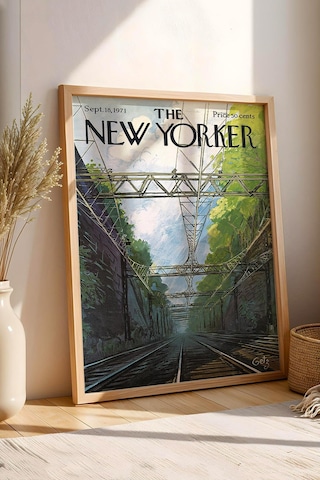 The New Yorker Çerçeveli Tablo September 18 1971 - Tren Rayları Tablosu