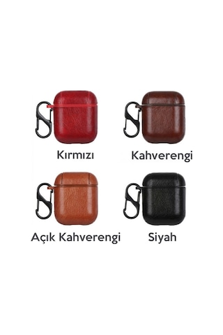 Ally Leather Case Apple Uyumlu AirPods 1-2 Pu Deri Koruma Kilifi 300646472 - Renk / Kirmizi