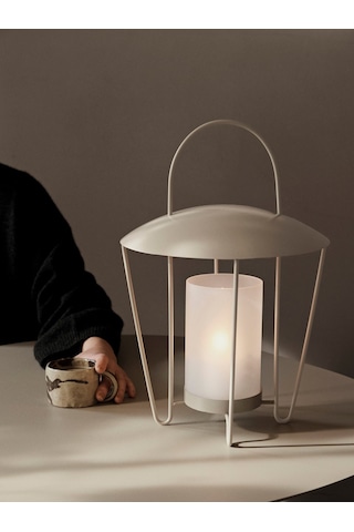 Ferm Living Abri Feneri, Paslanmaz Çelik Ve Cam Tasarım, Rüzgar Korumalı Kubbe Lambalar Beyaz