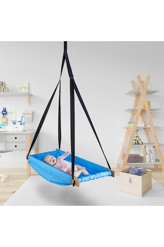 Bundera Flow Mavi Ahşap Yaylı Zıpzıp Hamak Beşik Hoppala
