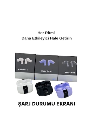 Wearfitpro Buds Pro 6 Mikrofonlu Aktif Gürültü Önleyicili Tws Kulak İçi Bluetooth Kulaklık Siyah