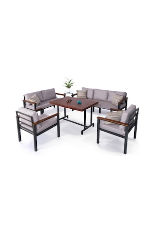 Neokas Bahce Mobilyası, Modern Balkon Mobilyası, Kafe Oturma Takımı, Teras Koltugu, 1+1+2+3+m Antrasit