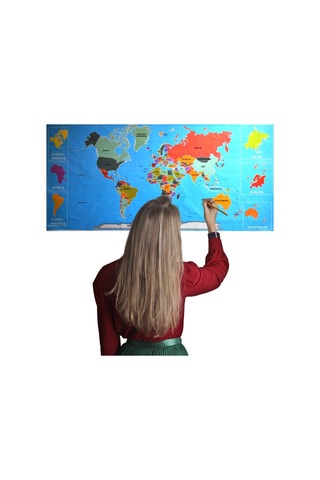 Duvar Stickerı 118 Cm 56 Cm Atlas Dünya Haritası Manyetik Yapıştırıcı Gerektirmeyen Renkli