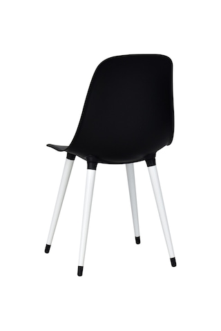 Vilinze Eames Beyaz Ahşap Ayak Plastik Siyah Sandalye