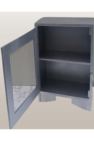 Hobi Adn 90354 Model Dekoratif Tezgah Telli Dolap Gümüş Gri Renk Ahşap Mdf Elyapı