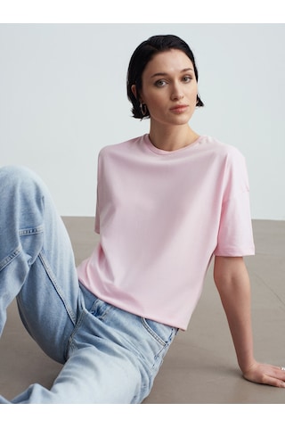 Dilvin 3683 Basic T-shirt-toz Pembe Toz Pembe