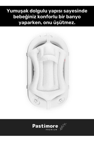 Premium Ultra Lüx Tüm Küvetlerle Uyumlu Köpük Dolgulu Kafa Yastıklı Bebek Banyo Filesi