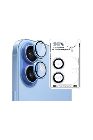 Binano Apple Uyumlu iPhone 17/16/16 Plus Safir Mavi Kamera Koruyucu Mavi