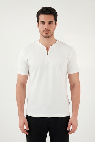 Buratti Pamuklu Regular Fit Yarım Fermuarlı Erkek T Shirt 5902653 Beyaz