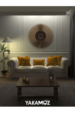 Br Yakamoz Balpeteği Sarısı Kırlent , Yastık Kılıfı Kadife Görünümlü Velvet Touch Serisi Balpeteği Sarısı