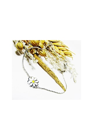 Lilahgümüştr Gümüş Mineli Papatya Kız Çocuk Bileklik