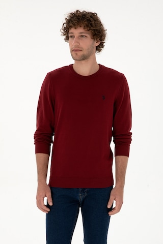 U.S. Polo Assn. Erkek Slim Fit Bisiklet Yaka Bordo Basic Kazak 50313713-VR014