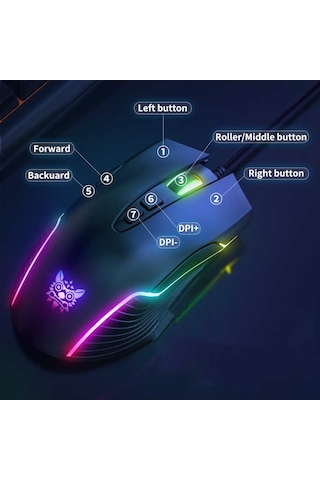 Onikuma CW905 Kablolu RGB Oyuncu Mouse