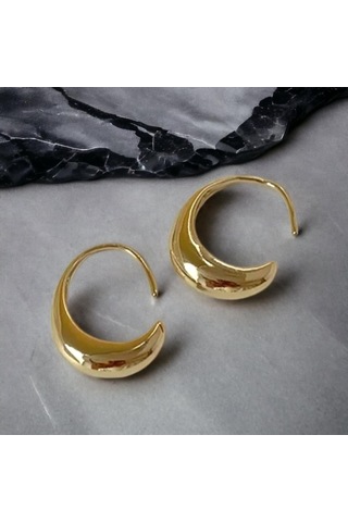 Dilaratrendhouse Çelik Pirinç Halka C Küpe Gold -günlük Ve Spor Tarz-2.5 Cm Boyut Dlra