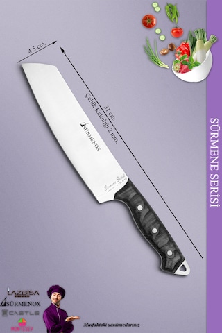 Sürmene Serisi Santoku Mutfak Şef Bıçak Et Ekmek Sebze Salata Şef Bıçağı Siyah Mft-113 Siyah