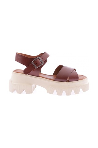 Dgn 144 Kadin Kalin Taban Çapraz Bantli Sandalet 144-207-R0685 Kahverengi