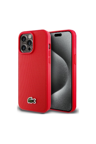 Apple Uyumlu iPhone 15 Pro Max Kılıf Lacoste Lisanslı Pu Pike Desenli İkonik Timsah Dokuma Logolu Yeşil