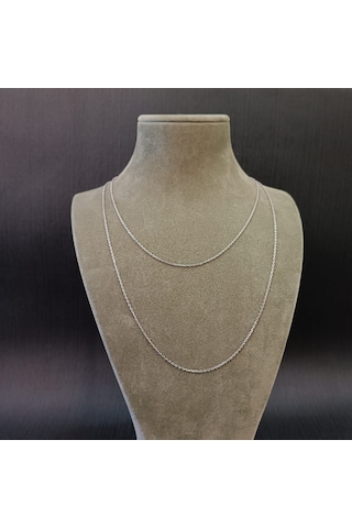 925 Ayar Gümüş Kolye Zinciri Model1 - Gümüş Renk -44cm Gümüş