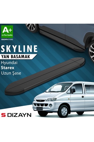 S-dizayn Hyundai H-1 Starex Uzun Şase Skyline Siyah Yan Basamak 213 Cm 1998-2007 A+ Kalite