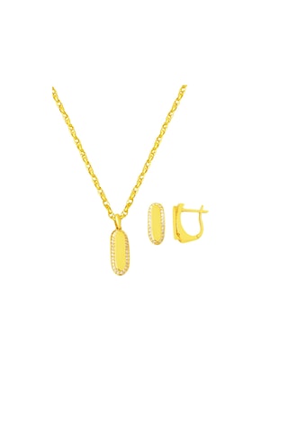 Bilezikci Düz Parlak İkili Spor Altın Set 14 Ayar