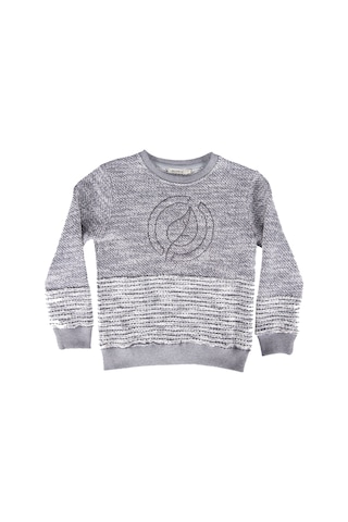 Ozmoz Logo Nakışlı Özel Örgü Organik Sweatshirt 001 Gri