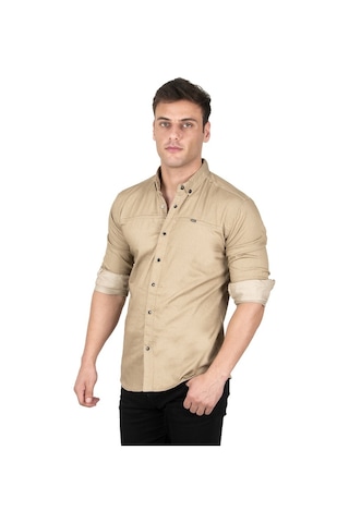 Deepsea Erkek Kahverengi Açık Çıt Çıt Düğmeli Kot Gömlek 2300412 Açık Kahverengi
