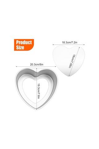 İnç Kalp Şeklinde Kek Kalıbı, Alüminyum Kalp Kek Kalıbı Gümüş