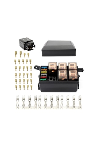 Xindoker Araçlar İçin 12 Lü Slotlu Röle Ve Sigorta Kutusu Seti - 6 Röle + 6 Sigorta 5a-30a Universal Abs Metal Malzeme Yeni Ürün