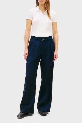 Tommy Hilfiger Keten Karışımlı Wide Leg Fit Yüksek Bel Pantolon Bayan Pantolon Ww0ww48884 C1g Lacivert