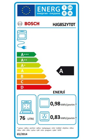 Bosch HJG852YT0T Ankastre Fırın Düz Siyah