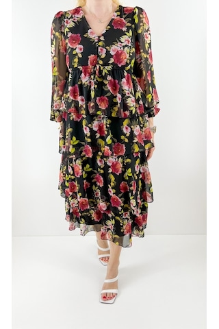 Modaonna Kat Kat Şifon Çiçekli Elbise Çok Renkli